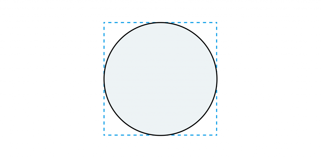 A dashed box with a circle in it