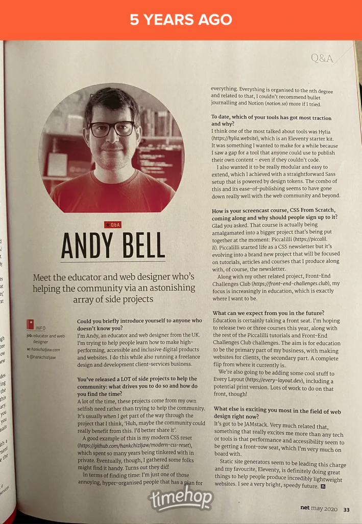 A photo of that magazine article. It's transcribed below.
